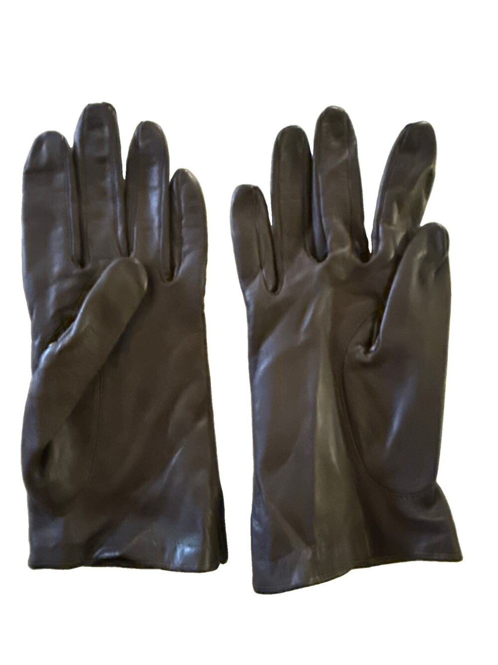 Vtg Aris Brown Leather Gloves Size 6.5 Silky Antron Nylon Lined Driving Gloves